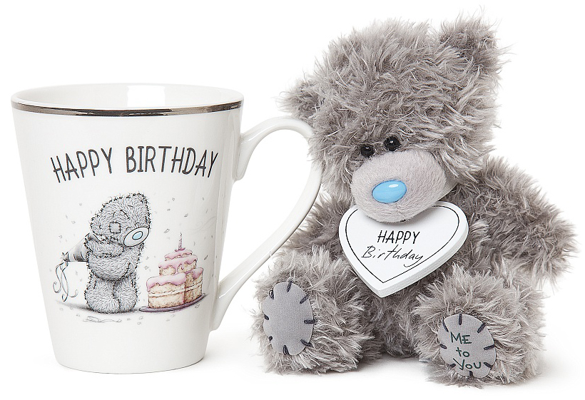 Gavesæt Bamse + Mug, Happy Birthday - Me To You | GetaTeddy.dk